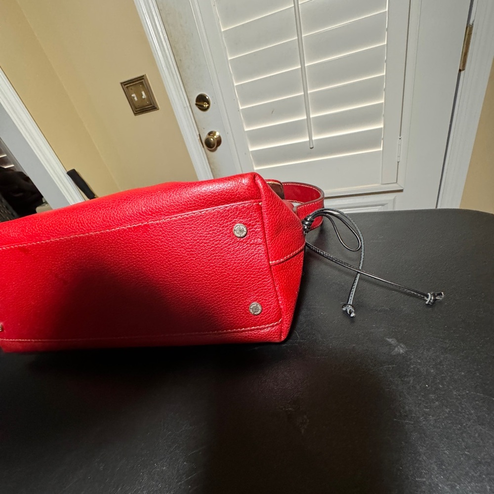 Kate Spade red with black leather lace handle shoulder bag - Picture 8 of 10